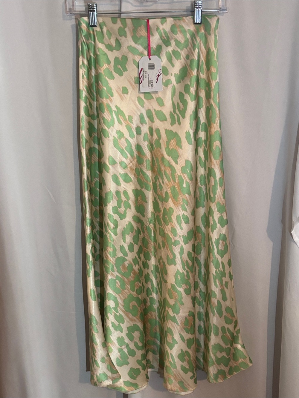 Yolly Italy, Sabrina Midi Skirt Cream with Light Green & Gold Leopard Print OSFA